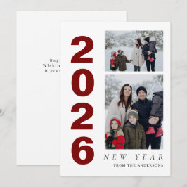 Cartes Pour Fêtes Annuelles Élégant minimal Joyeux Nouvel An Famille 2 Photo