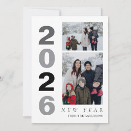 Cartes Pour Fêtes Annuelles Élégant minimal Joyeux Nouvel An Famille 2 Photo
