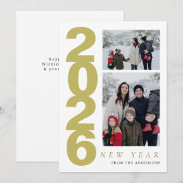 Cartes Pour Fêtes Annuelles Élégant minimal Joyeux Nouvel An Famille 2 Photo