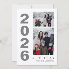 Cartes Pour Fêtes Annuelles Élégant minimal Joyeux Nouvel An Famille 2 Photo