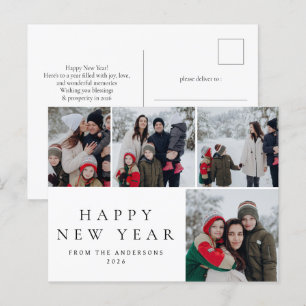 Cartes Pour Fêtes Annuelles Élégant minimal Nouvel An Cheers Famille 4 Photo