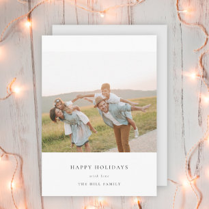 Cartes Pour Fêtes Annuelles Élégant minimal simple   Photo de famille de Noël
