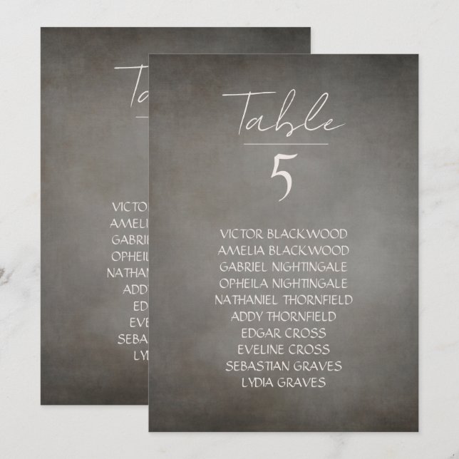 Cartes Pour Fêtes Annuelles Élégant minimal Smoky Hanging Seating Chart (Devant / Derrière)