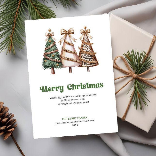 Cartes Pour Fêtes Annuelles Elegant Minimalist Christmas Tree Leopard Greeting (Chic leopard print Christmas tree greeting card

)