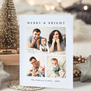 Cartes Pour Fêtes Annuelles Élégant minimaliste Noël 3 Photo Code QR