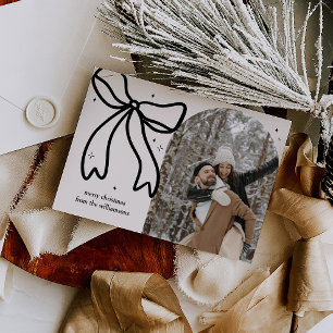 Cartes Pour Fêtes Annuelles Élégant minimaliste noir Bow photo simple