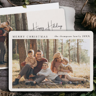 Cartes Pour Fêtes Annuelles Élégant minimaliste Personnalisé Noël Simple Photo
