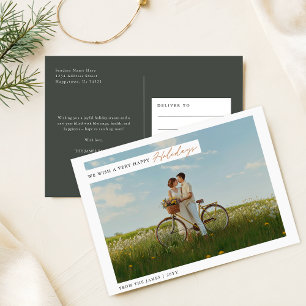 Cartes Pour Fêtes Annuelles Élégant minimaliste photo de Noël de famille