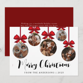 Cartes Pour Fêtes Annuelles Elegant Modern Christmas Family 5 Ornament Photo
