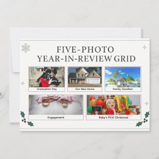 Cartes Pour Fêtes Annuelles Elegant Modern Five Photo Year in Review Grid