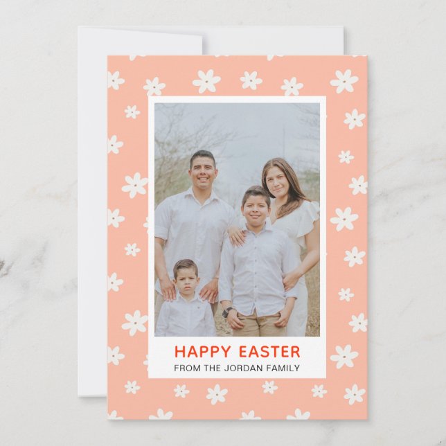 Cartes Pour Fêtes Annuelles Elegant Modern Simple Flower Happy Easter Photo (Devant)