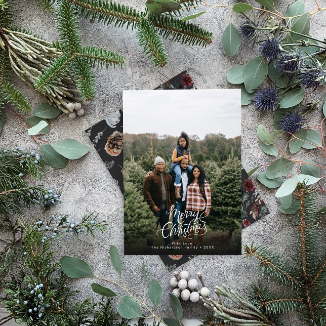Cartes Pour Fêtes Annuelles Elegant moderne 1 photo Noël Script (Créateur téléchargé)