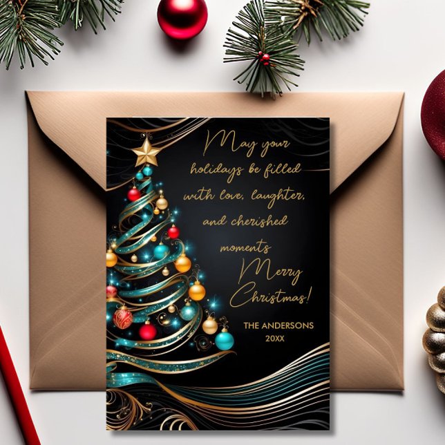 Cartes Pour Fêtes Annuelles élégant moderne arbre de noël souhaits personnalis (Créateur téléchargé)