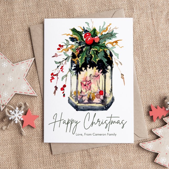 Cartes Pour Fêtes Annuelles Élégant moderne de Noël vert bougies plat (Créateur téléchargé)