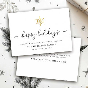 Cartes Pour Fêtes Annuelles Élégant Moderne Écriture Flocon de Neige Simple en