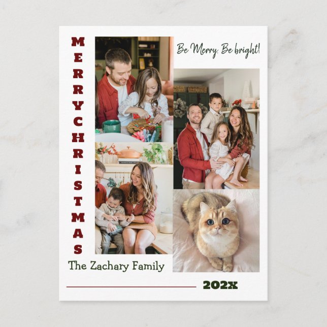 Cartes Pour Fêtes Annuelles Élégant moderne Famille de Noël Collage photo (Devant)