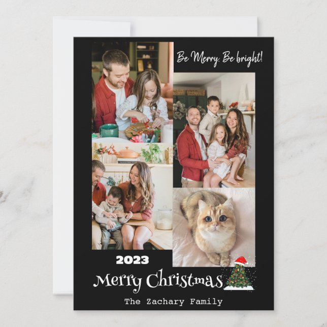 Cartes Pour Fêtes Annuelles Élégant moderne Famille de Noël Collage photo (Devant)