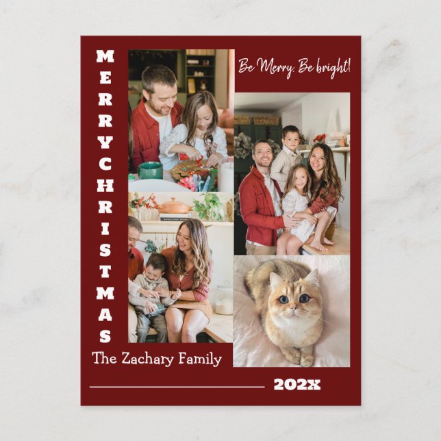 Cartes Pour Fêtes Annuelles Élégant moderne Famille de Noël Collage photo (Devant)