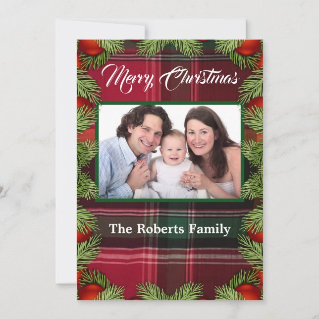 Cartes Pour Fêtes Annuelles Élégant moderne Famille de Noël Photo Foliage (Devant)