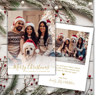 Cartes Pour Fêtes Annuelles Élégant moderne Gold Script 2 Photo Noël