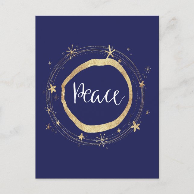 Cartes Pour Fêtes Annuelles Elégant moderne Gold Star Peace (Devant)