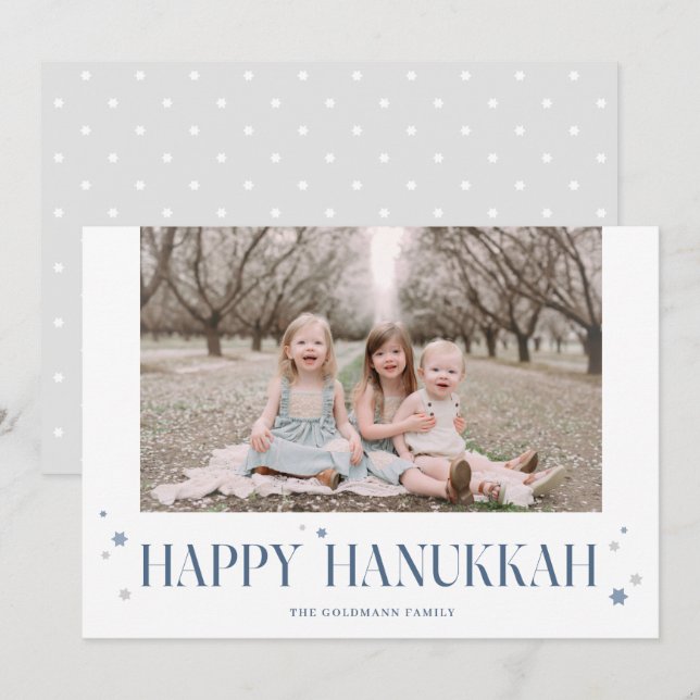 Cartes Pour Fêtes Annuelles Elégant moderne Happy Hanoukka Photo (Devant / Derrière)