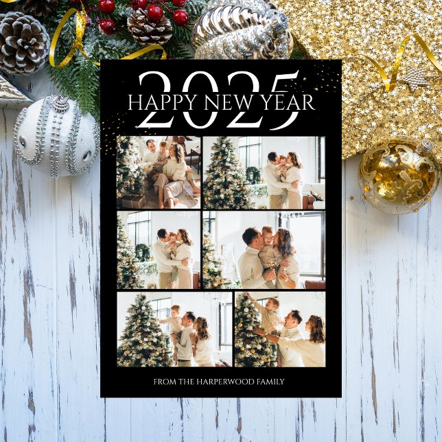 Cartes Pour Fêtes Annuelles Elégant moderne Joyeux nouvel an photo Collage (Créateur téléchargé)