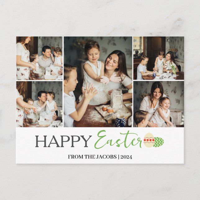 Cartes Pour Fêtes Annuelles Elégant Moderne Joyeux Oeufs de Pâques, famille 5  (Devant)