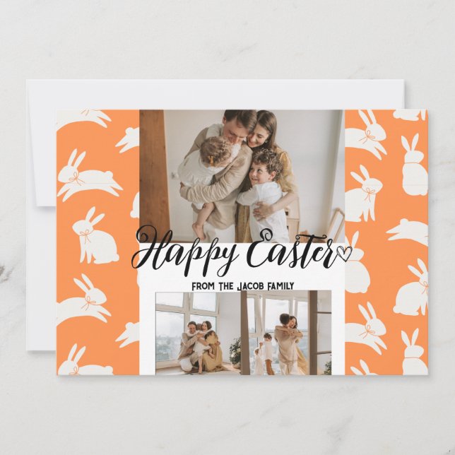 Cartes Pour Fêtes Annuelles élégant moderne Pâques, famille trois photo collag (Devant)