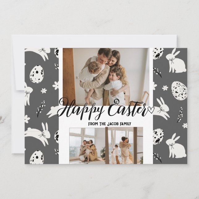 Cartes Pour Fêtes Annuelles élégant moderne Pâques, famille trois photo collag (Devant)