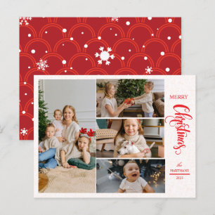 Cartes Pour Fêtes Annuelles Elégant moderne Red Cinq photo Collage Noël