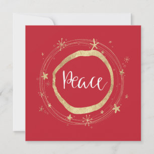 Cartes Pour Fêtes Annuelles Élégant moderne Red Peace Gold Star