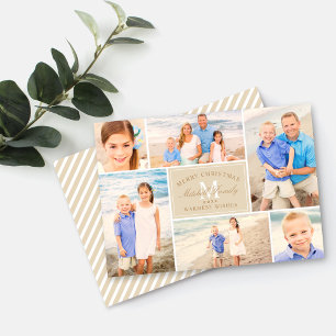 Cartes Pour Fêtes Annuelles Élégant Monogramme de Noël Neutre Collage photo