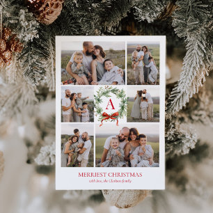 Cartes Pour Fêtes Annuelles Élégant Monogramme Wreath Christmas Six Photo