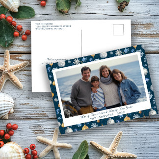 Cartes Pour Fêtes Annuelles Élégant Nautique Snowflakes & Elements Photo