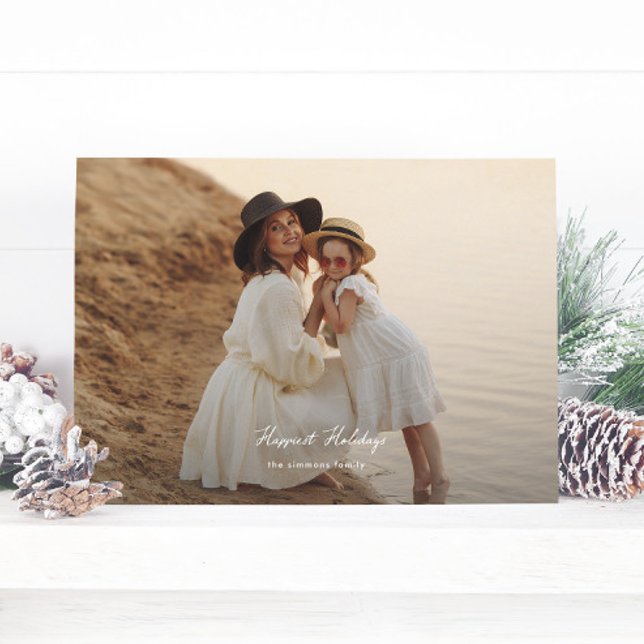 Cartes Pour Fêtes Annuelles élégant Noël abondance script photo heureux (Créateur téléchargé)