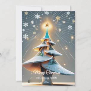 Cartes Pour Fêtes Annuelles Élégant Noël arbre 3D moderne personnalisé