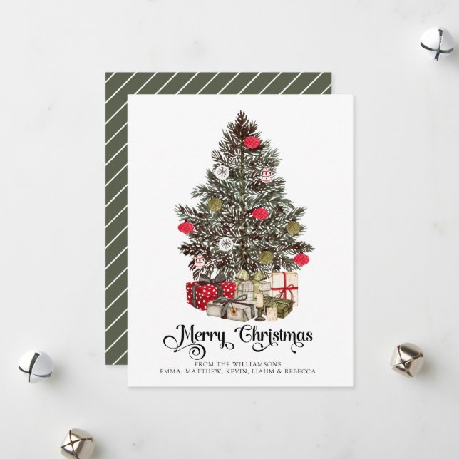Cartes Pour Fêtes Annuelles Élégant Noël Arbre vacances (Devant/Arrière en situation)