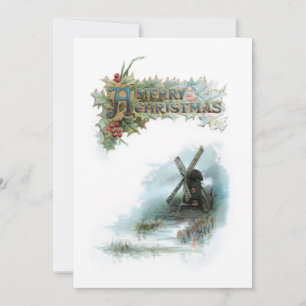 Cartes Pour Fêtes Annuelles Elégant Noël avec Holly & Windmill