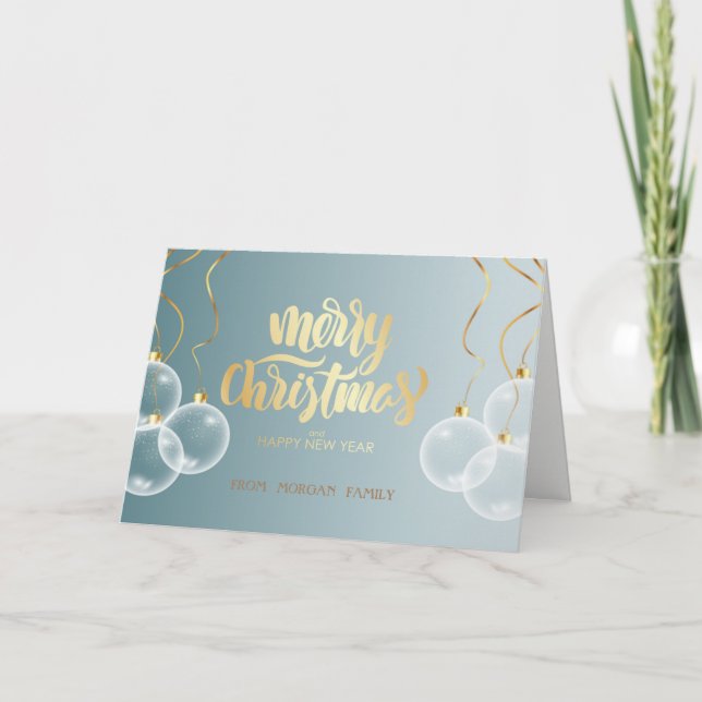 Cartes Pour Fêtes Annuelles Élégant Noël Blanc Boules Bleu Noël (Devant)