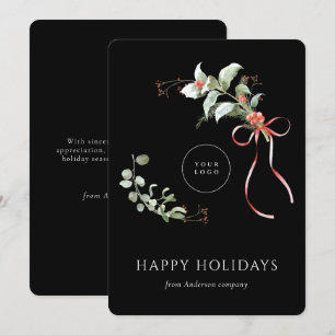 Cartes Pour Fêtes Annuelles Élégant Noël Botanique Noir Entreprise