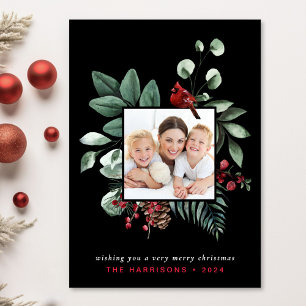 Cartes Pour Fêtes Annuelles Élégant Noël Cardinal Rouge Photo Noir