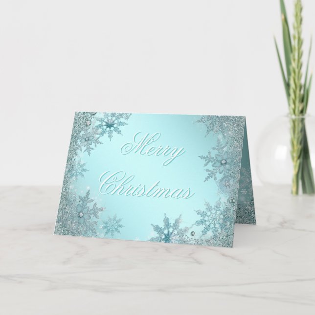 Cartes Pour Fêtes Annuelles Élégant Noël de Flambeau de neige bleu Turquoise (Devant)