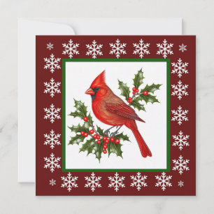 Cartes Pour Fêtes Annuelles Élégant Noël d'Oiseau Rouge moderne unique