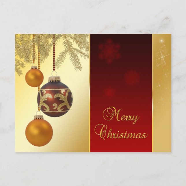 Cartes Pour Fêtes Annuelles Élégant Noël d'or (Devant)
