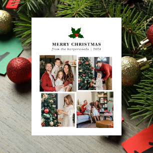 Cartes Pour Fêtes Annuelles Élégant Noël Floral Family Photo Collage