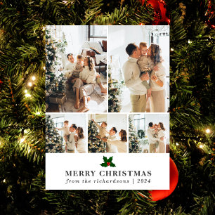 Cartes Pour Fêtes Annuelles Élégant Noël Floral Family Photo Collage