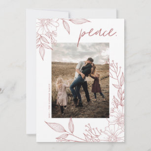 Cartes Pour Fêtes Annuelles Élégant Noël Floral Peace Blush Photo