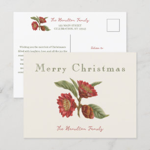 Cartes Pour Fêtes Annuelles Élégant Noël Floral Rouge et Vert