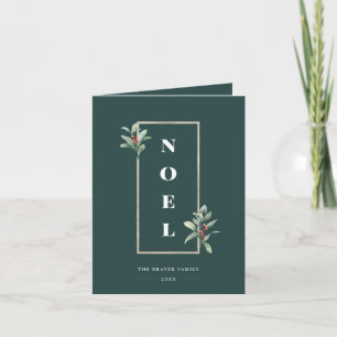 Cartes Pour Fêtes Annuelles Elégant NOEL Gold Winter Berry Frame Photo Holiday